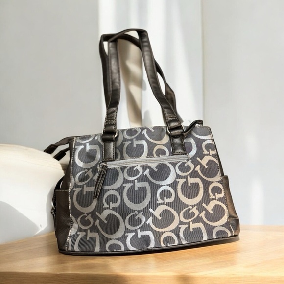 Gray Shoulder Bag with Monogram Pattern - Picture 3 of 4